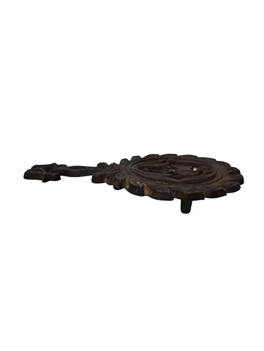 Small Cast Iron Bird on Heart Trivet Footed Primitive Kitchen Decor